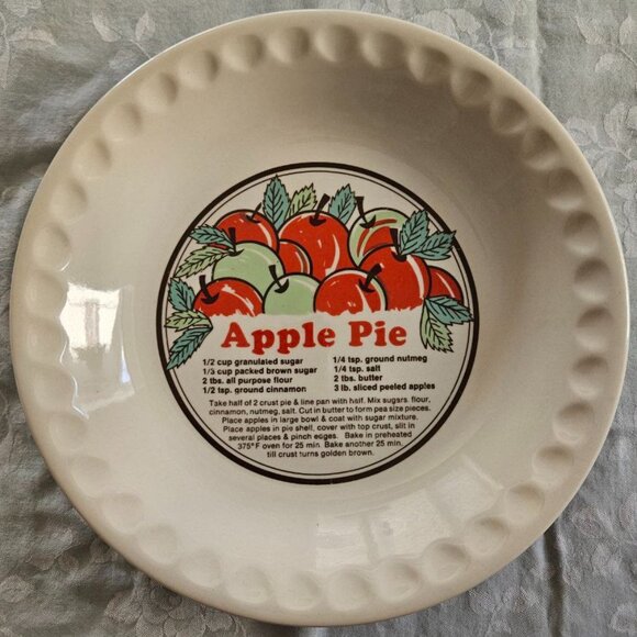 Vintage Retro 80's 11" Apple Pie Dish with Recipe SunnyCraft - Picture 1 of 9